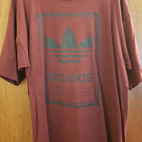 Vintage Adidas Double Sided Trefoil Logo Maroon T Shirt - Picture 3 of 7